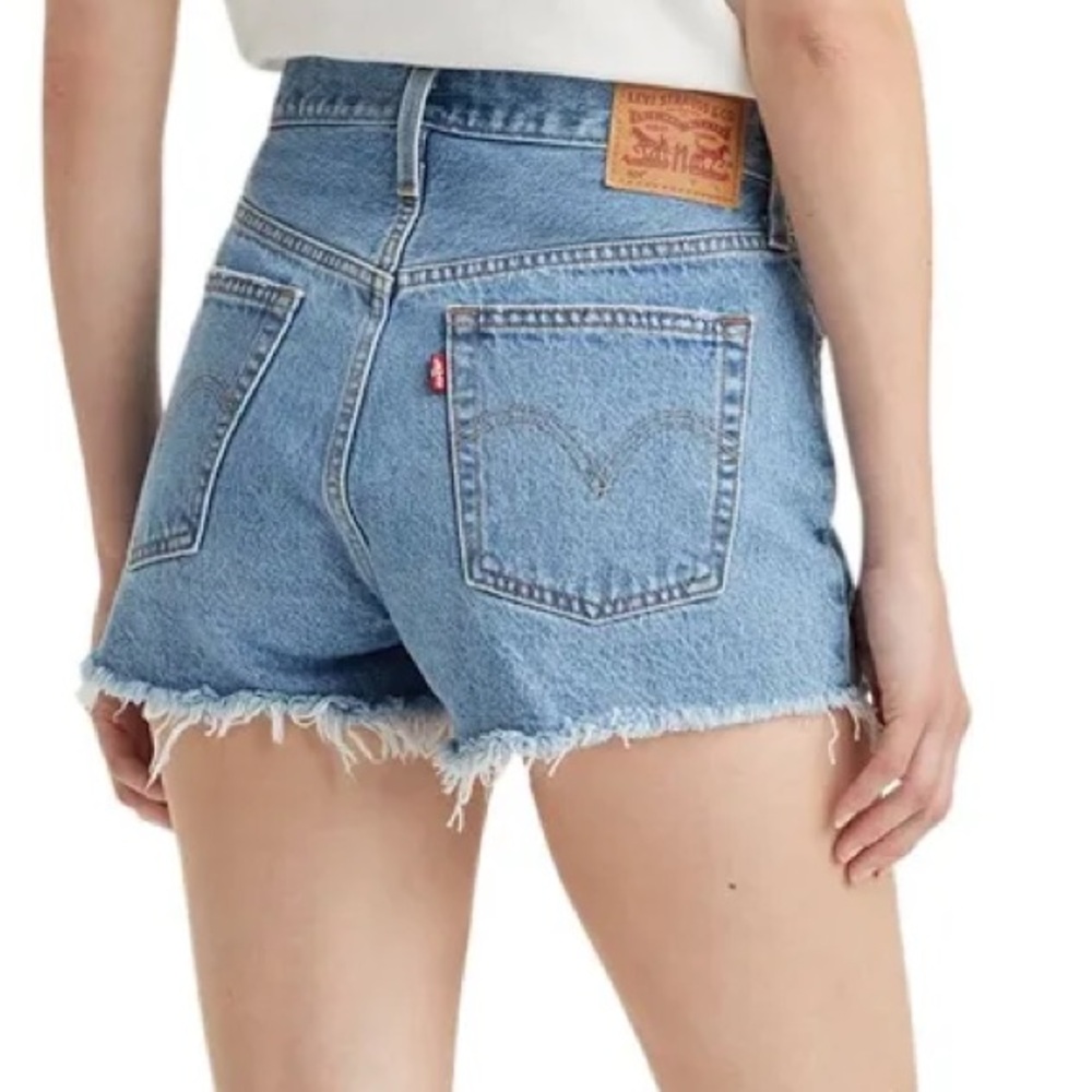 Levi's Light Blue‎ 501 Distressed Jean Shorts